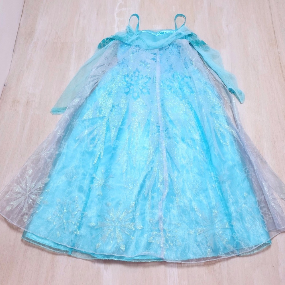 Disney Elsa Frozen Blue Sequin Glitter Costume Dress Girls Size 5/6 Princess - Picture 2 of 6